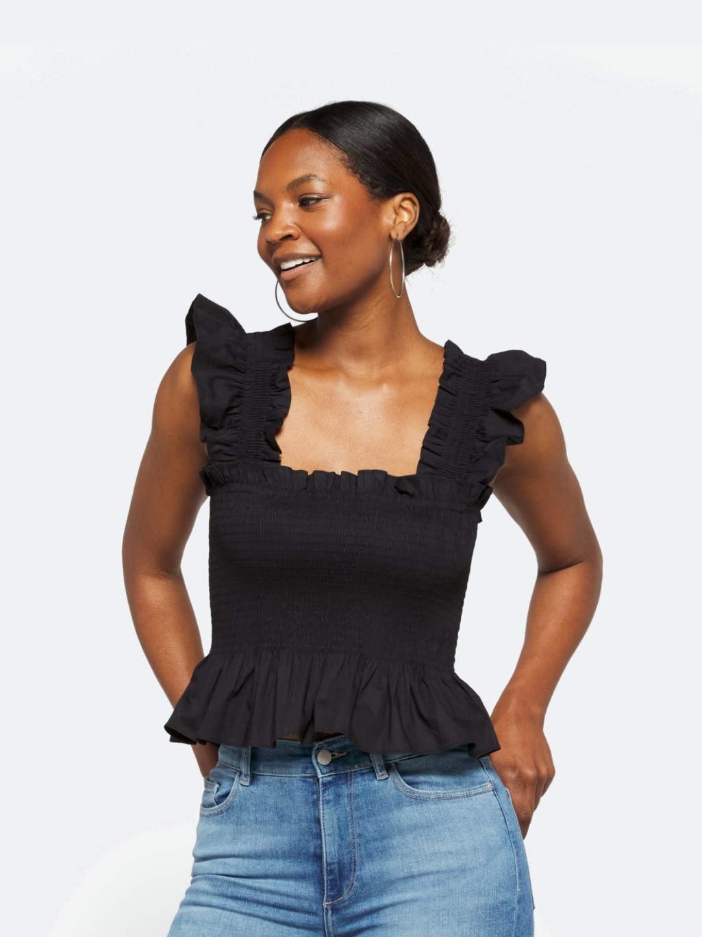 Hill House Black Smocked Paz Top